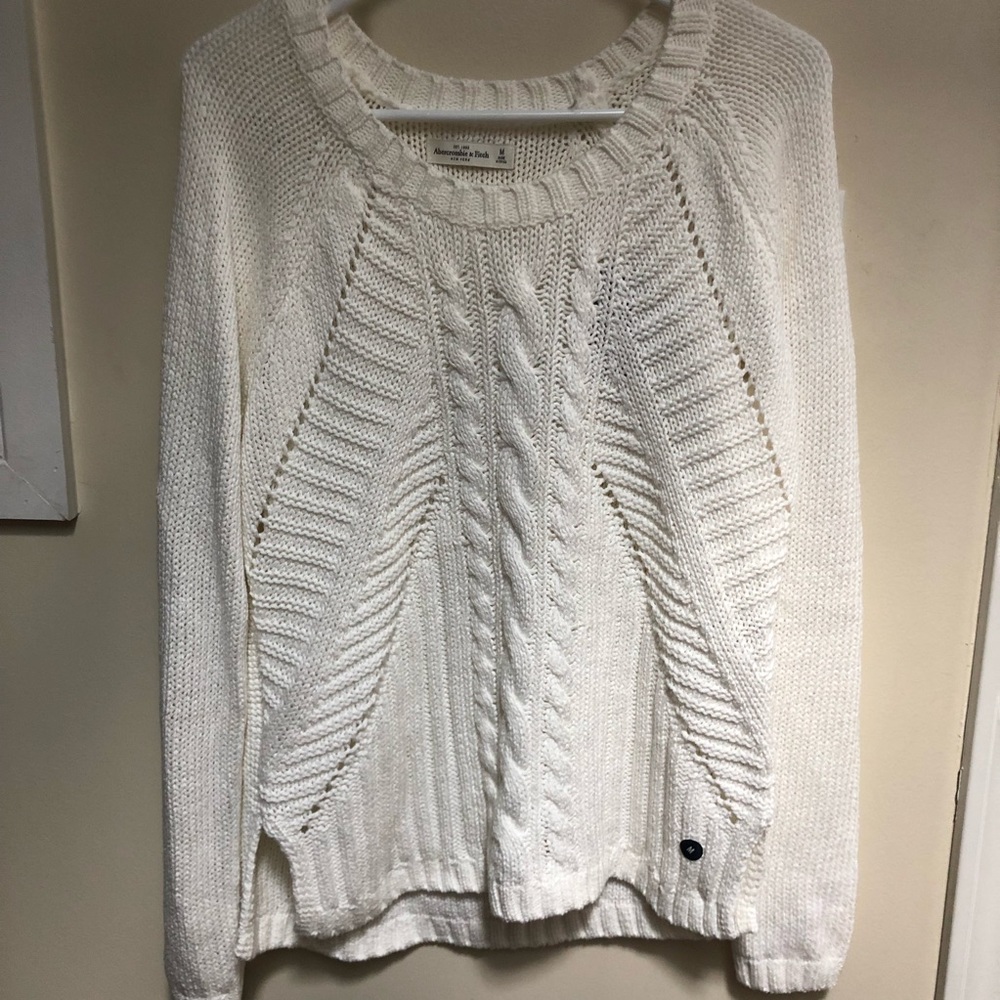 Abercrombie and Fitch white cable front sweater